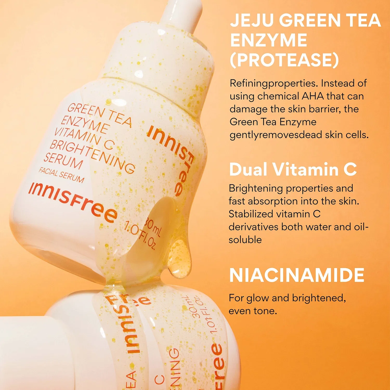 Сыворотка Innisfree — Осветляющая с ферментами зеленого чая и витамином С, 30 мл — фото 4