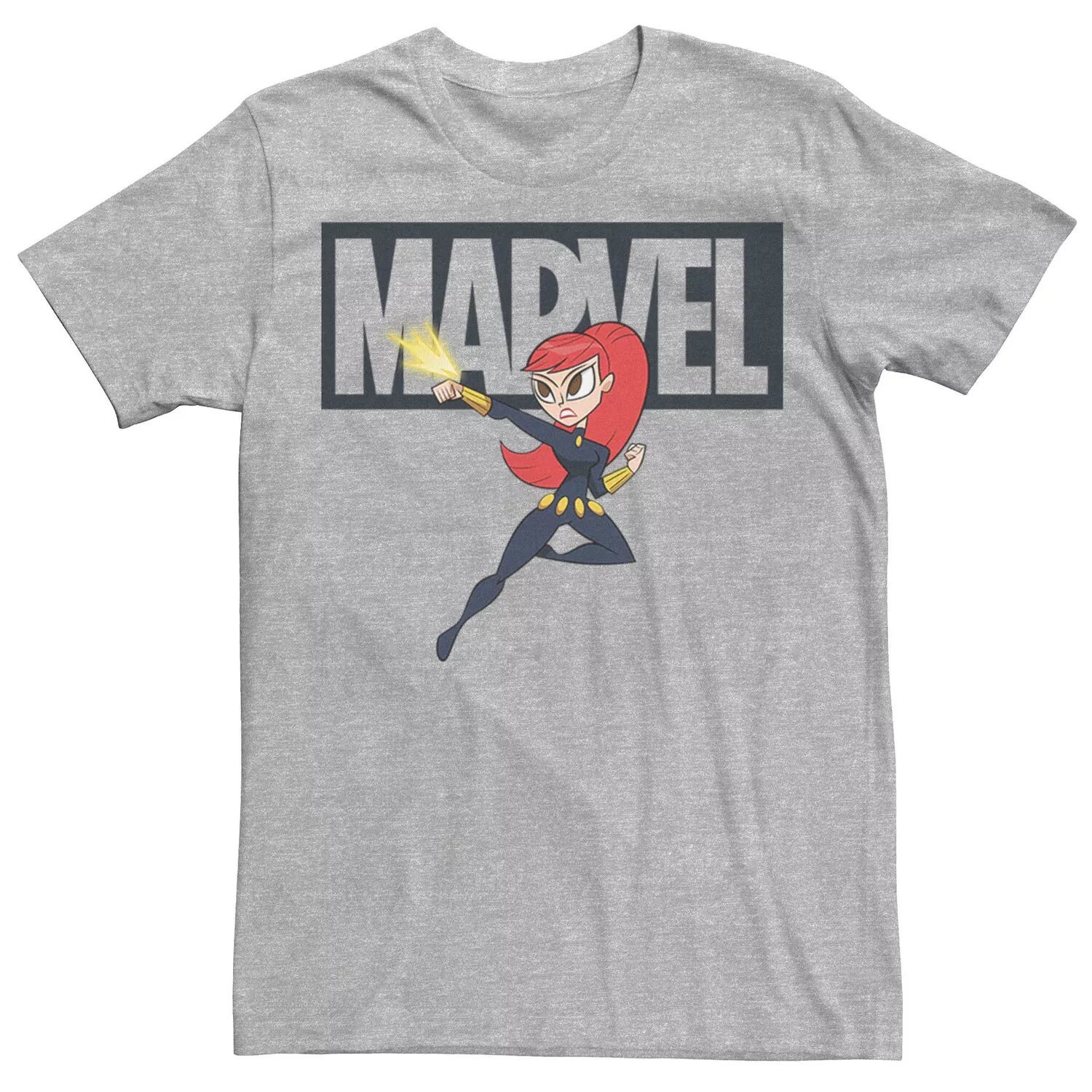 

Мужская футболка с логотипом Black Widow Chibi Action Pose Marvel