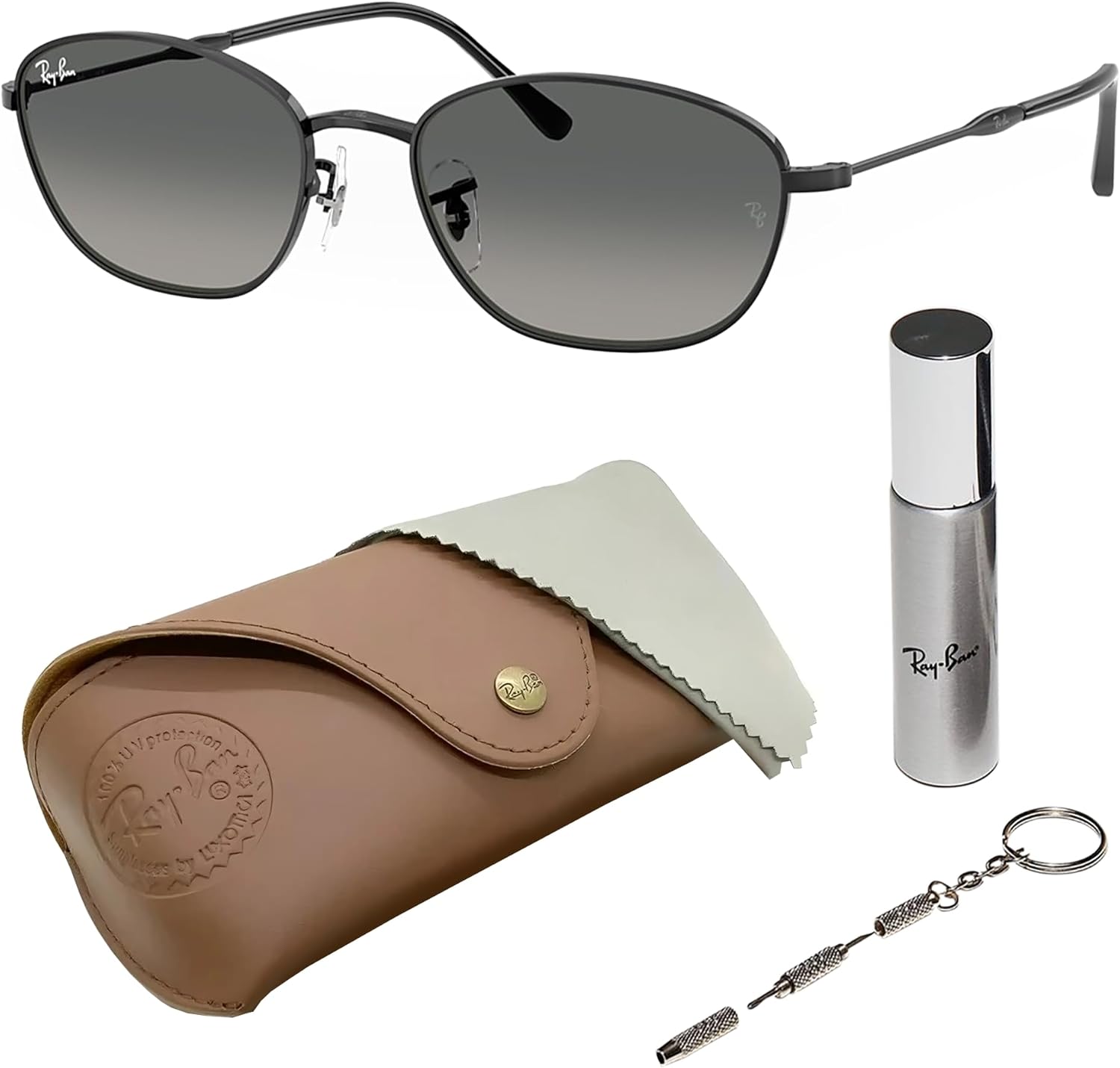 

Солнцезащитные очки Ray-Ban RB3749 квадратной и круглой формы для мужчин и женщин в официальном комплекте RAYBAN Eyewear Kit, Polished Black Frame | Grey Gradient Lens