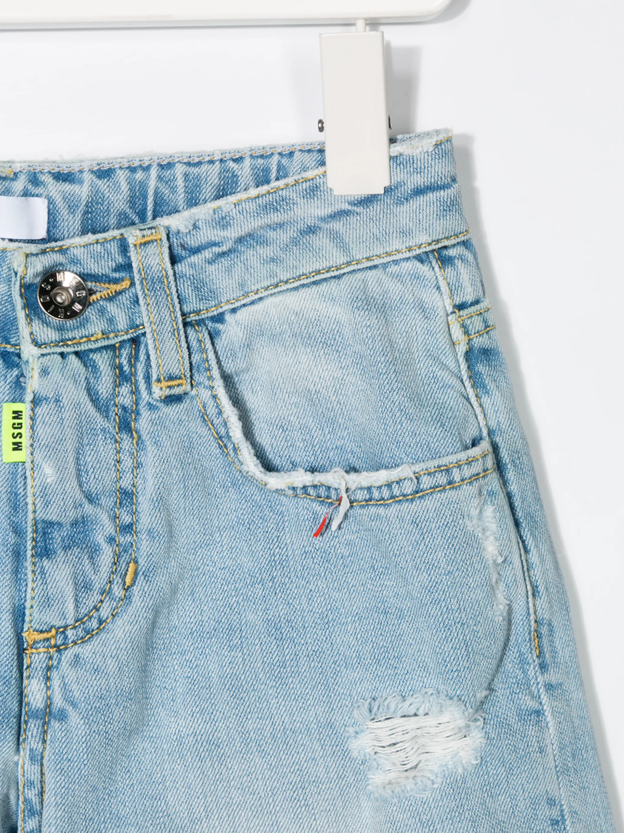 Джинсовые шорты с эффектом потертости Msgm Kids, синий — фото 3