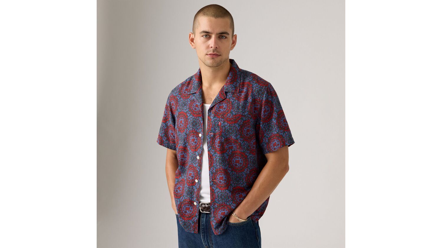 

Рубашка Sunset Standard Camp с коротким рукавом Levi's, Wilder Vining Geo Brick Red - Red