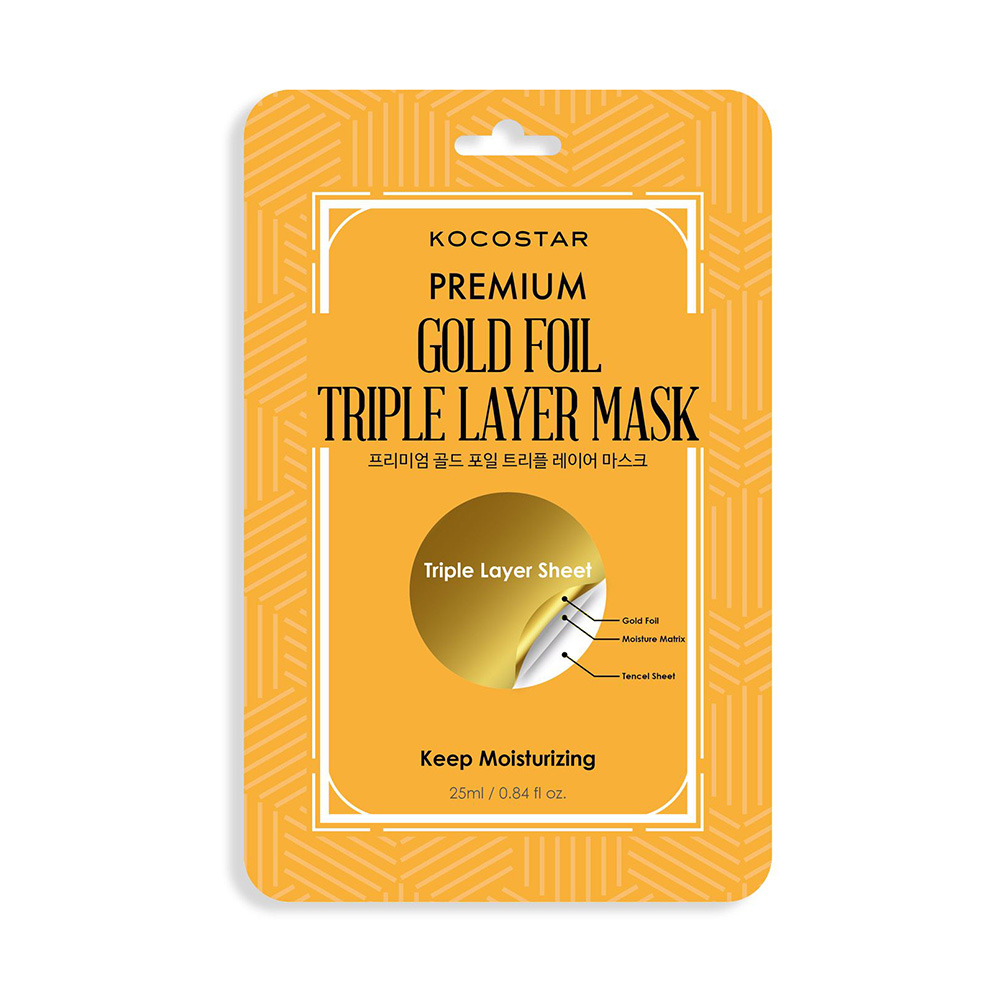 

Укрепляющая трехслойная маска для лица для зрелой кожи premium gold foil triple layer mask Kocostar, количество 1 шт.