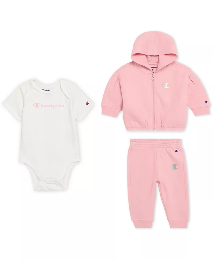 

Комплект для девочек из 3 предметов: боди, худи и джоггеры Champion, розовый
