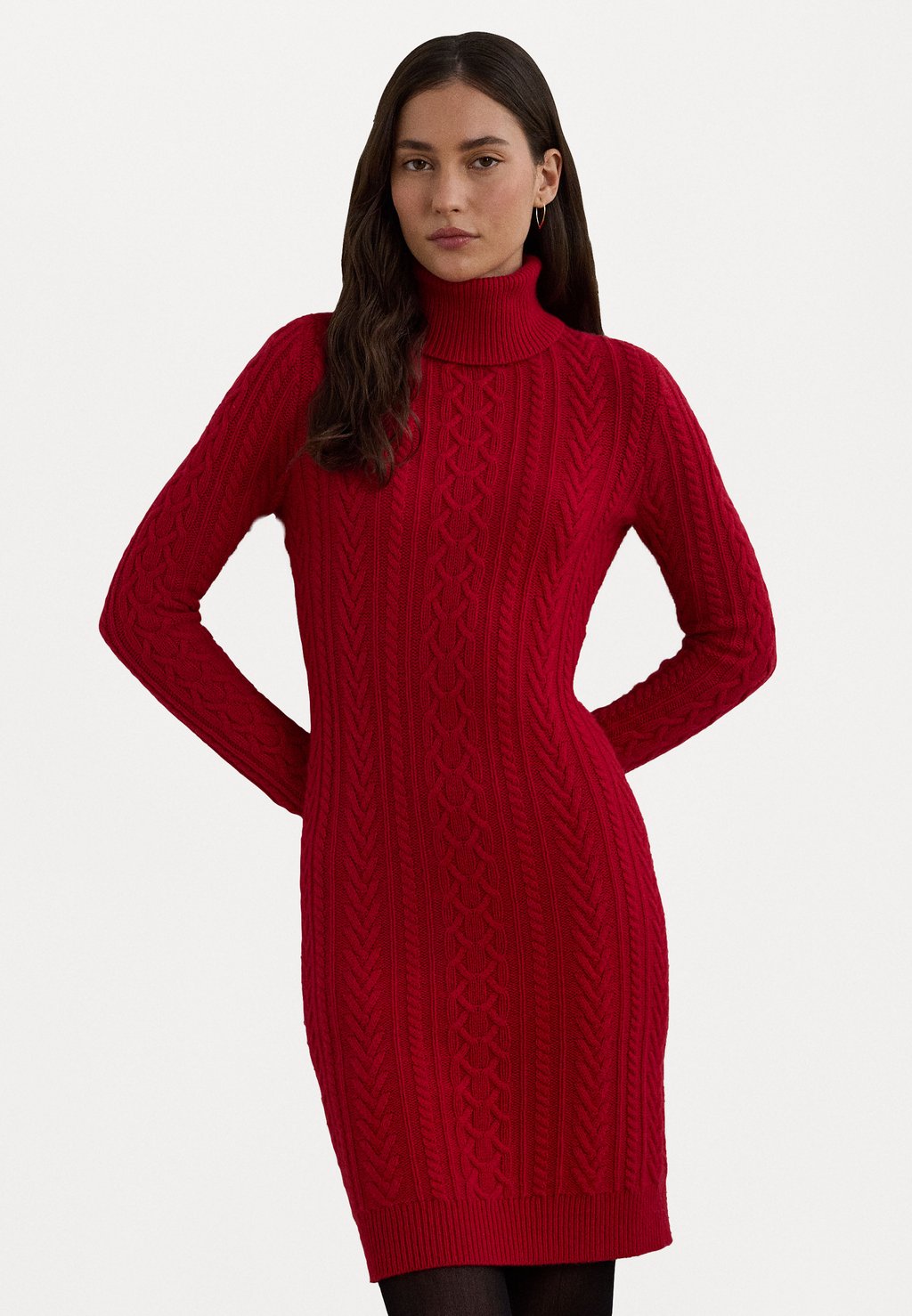

Платье-рубашка WOOL CASHMERE TURTLENECK SWEATER DRESS Lauren Ralph Lauren, красный
