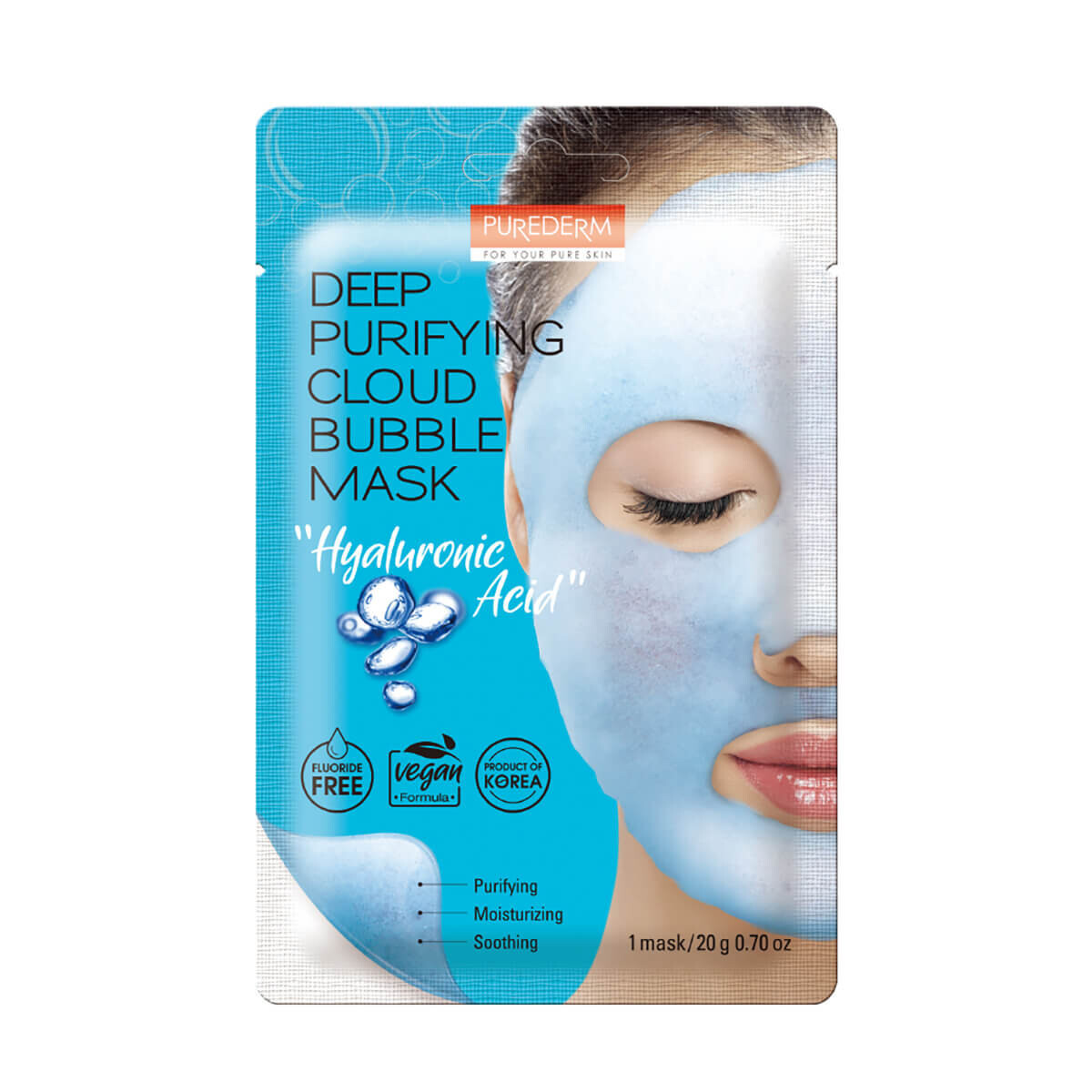 

PUREDERM Корейская пузырьковая маска для лица с гиалуроновой кислотой, 20 г