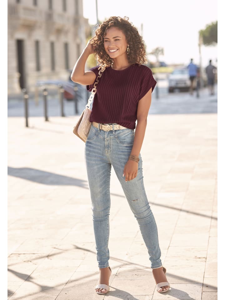 

Рубашка с короткими рукавами бордового цвета LASCANA