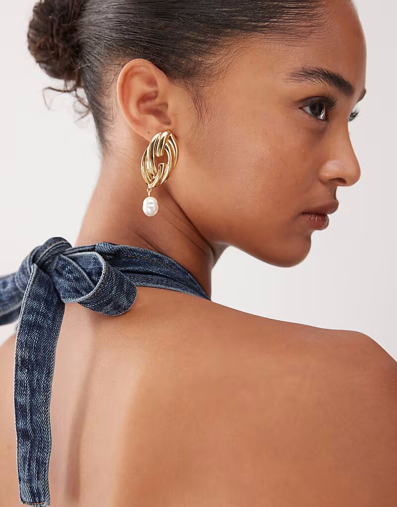 

Винтажные серьги-подвески с закрученным жемчугом в золоте Petit Moments