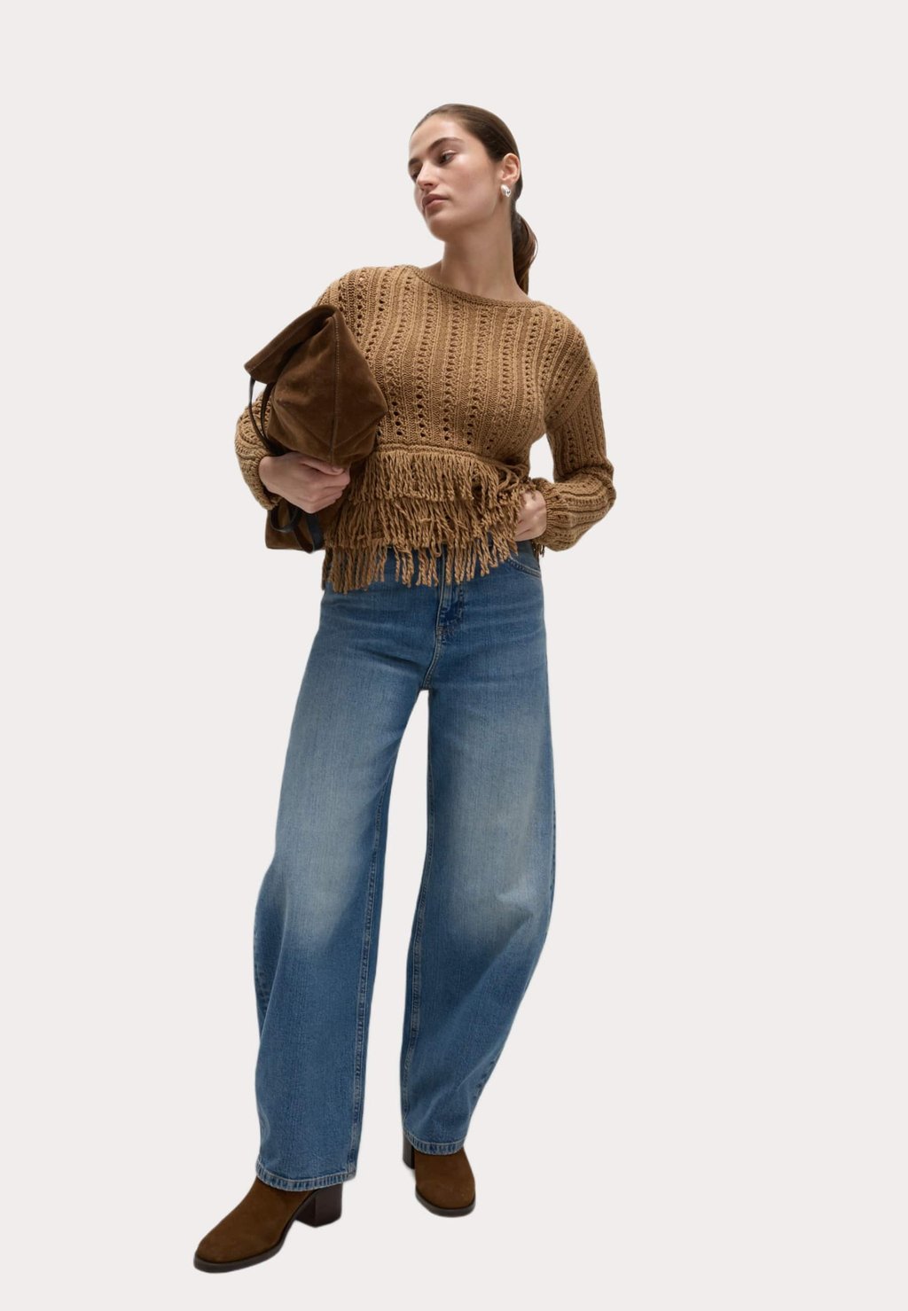 

Джемпер TEXTURED FRINGE Marks & Spencer, коричневый