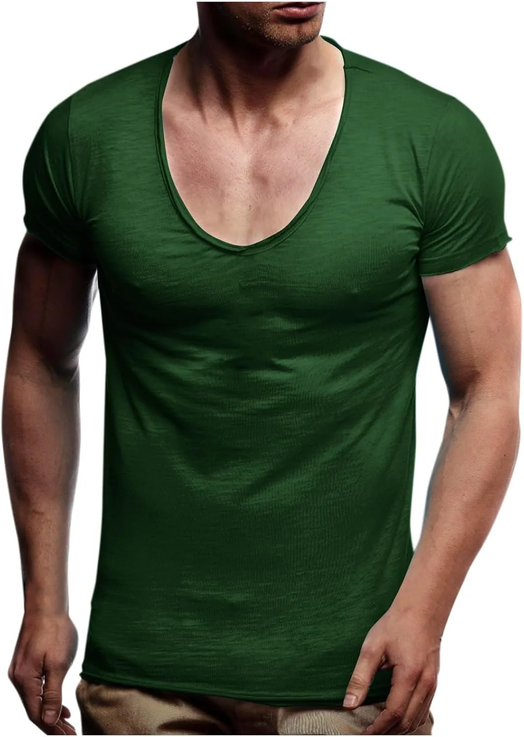 

Мужская компрессионная футболка с коротким рукавом и V-образным вырезом для тренировок