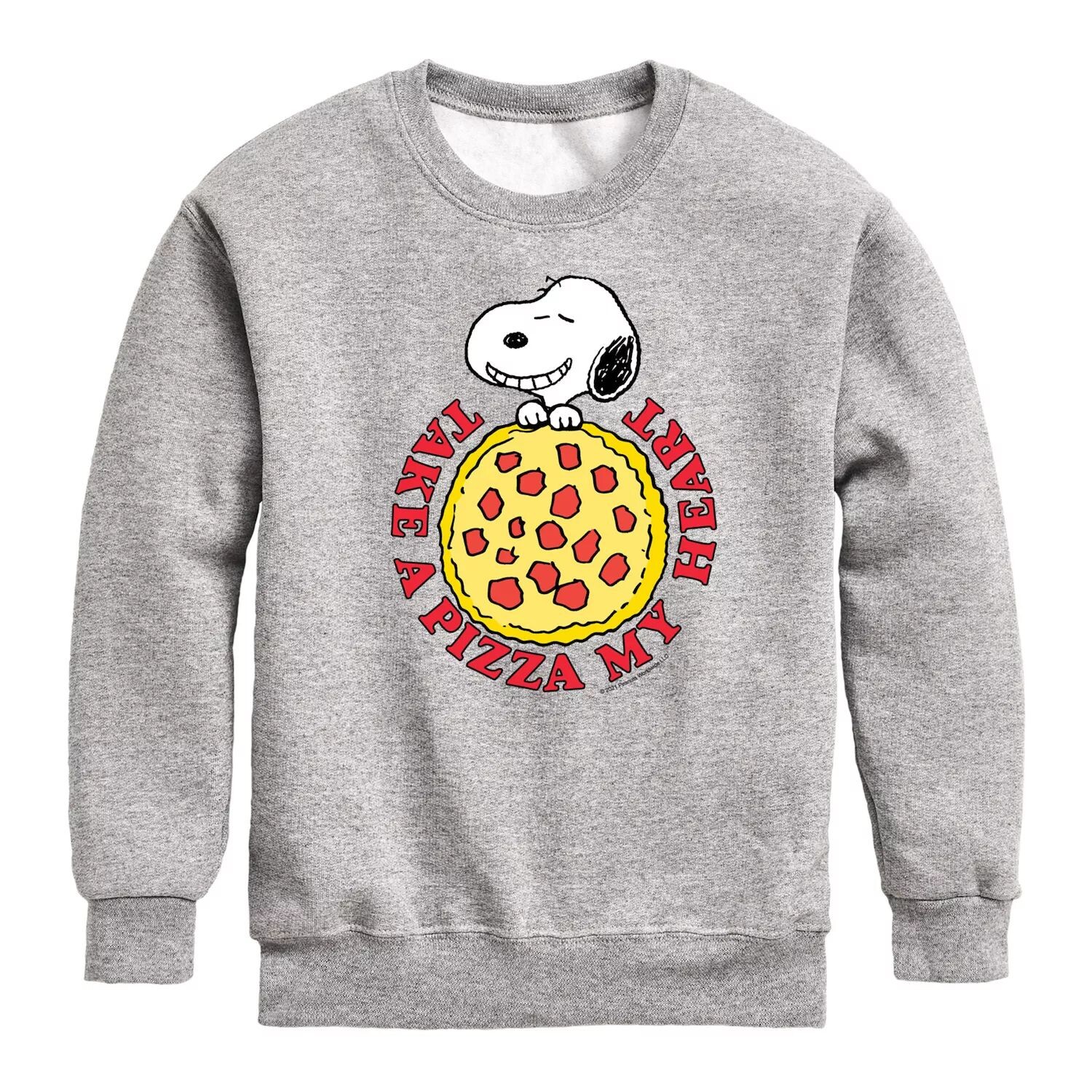 

Флисовый свитшот Peanuts Pizza My Heart для мальчиков 8–20 лет Licensed Character, серый