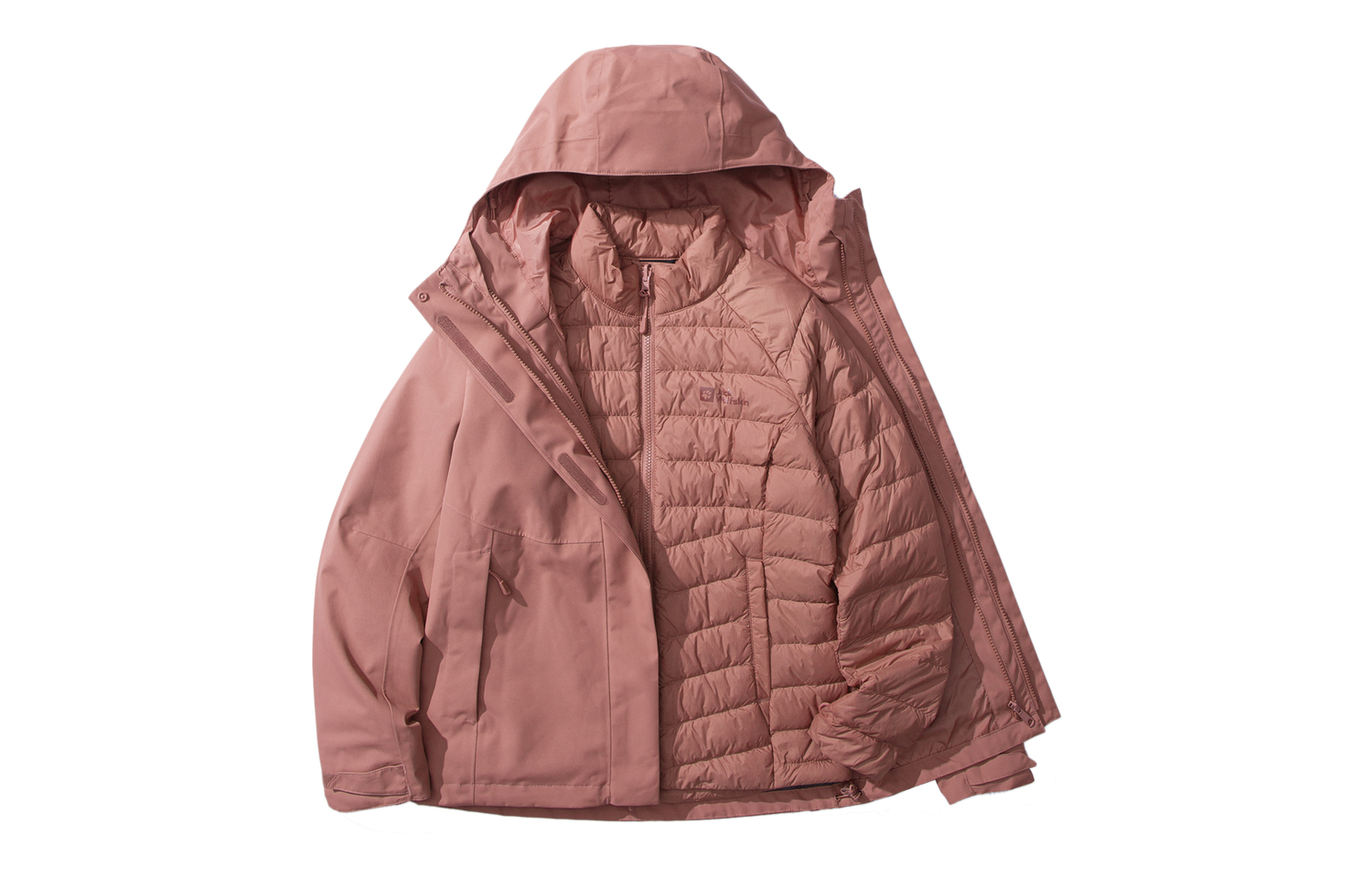 

JACK WOLFSKIN Женская ветровка 3 в 1 для походов и активного отдыха с водонепроницаемой ветрозащитной утеплённой отделкой, Ore Red/J0127