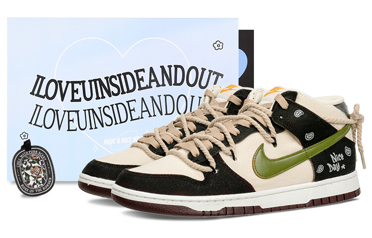 

Кроссовки Nike Dunk Skateboard Shoes Men Mid-Top Black White Green