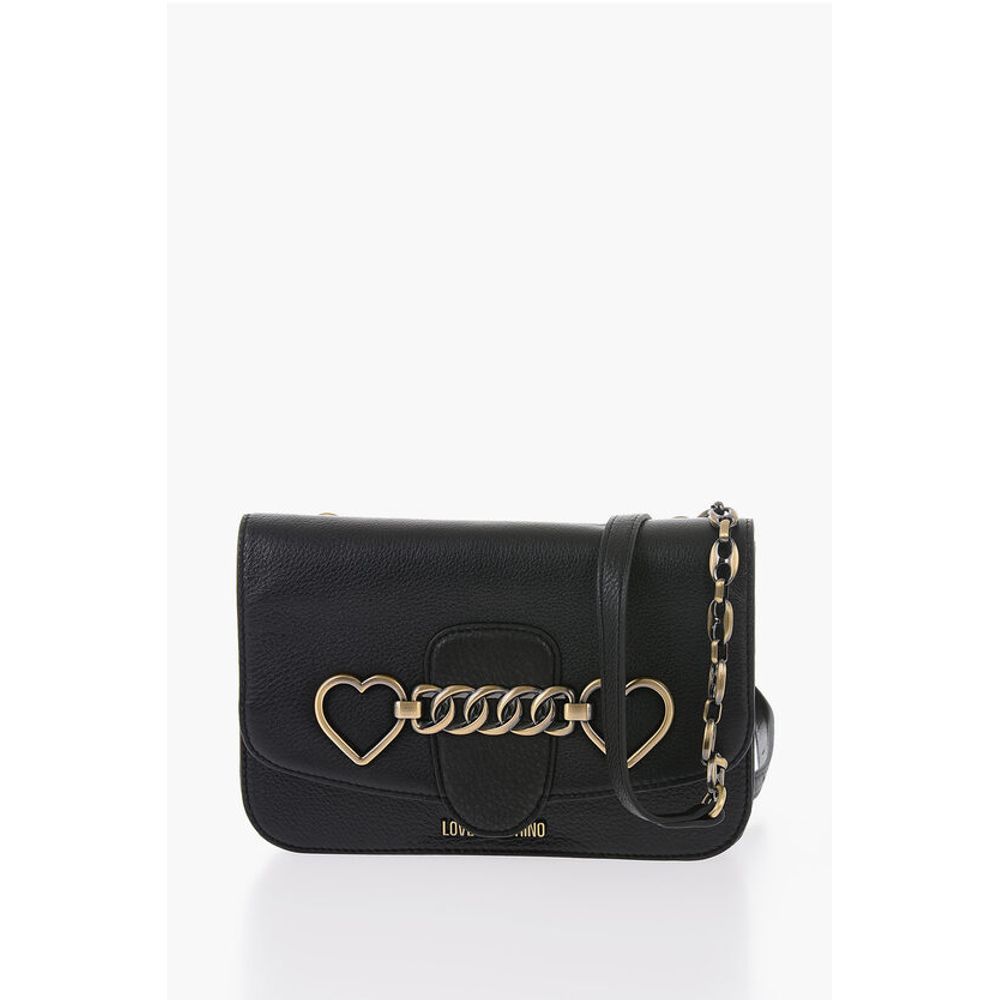 

Кожаная сумка через плечо LOVE с зажимом в форме сердца Moschino, черный