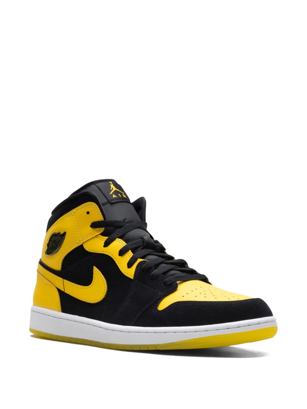 Кроссовки Air  1 Mid Black/White/Varsity Maize Jordan, желтый — фото 2