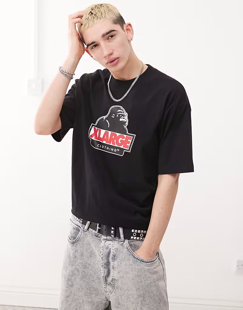 

Футболка оверсайз XLARGE с наклонным логотипом OG черного цвета