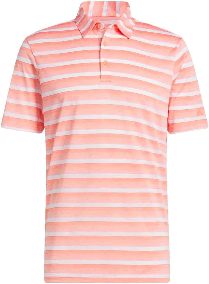Мужское поло adidas с полосками, Coral Fusion/White