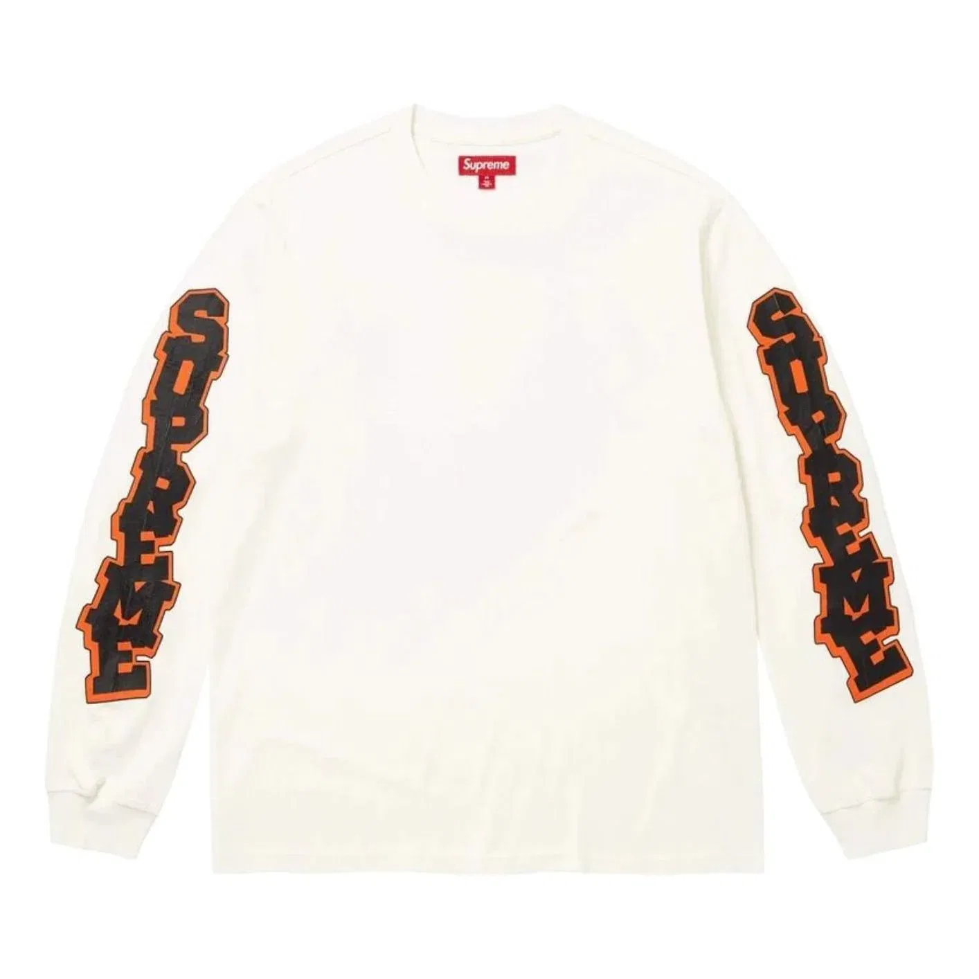 Футболка Supreme SS26 с длинным рукавом и потрескавшимся низом, цвет «выцветший белый» SUP-SS26-042-WHT