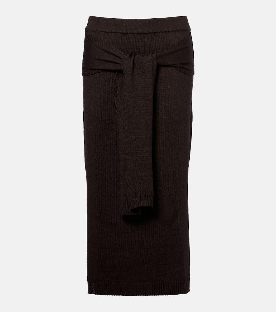 

Юбка миди из смесовой шерсти с эффектом trompe l'œil Lemaire, Dark Cacao
