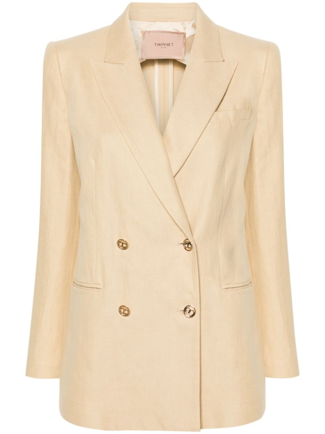

TWINSET твиловый двубортный пиджак, нейтральный цвет