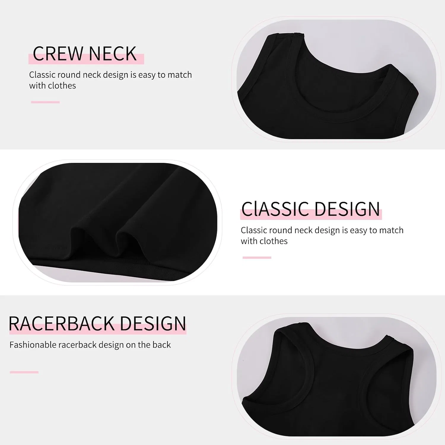 Детские танцевальные топы на бретелях Lesteco, набор 6 шт, Black — фото 3
