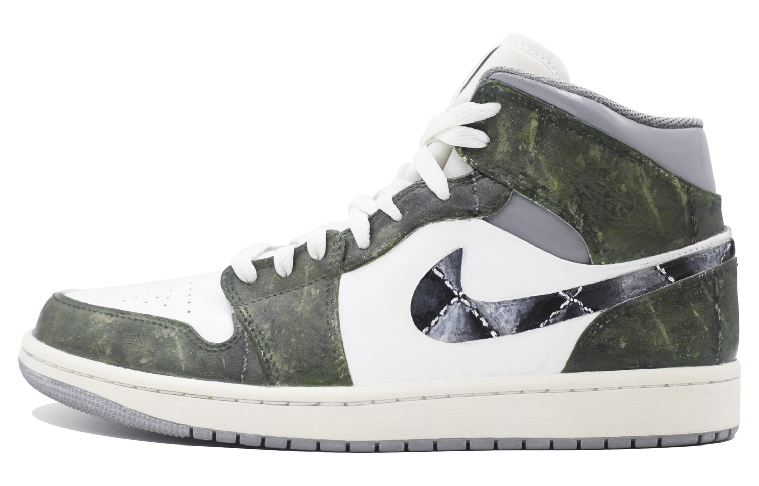 

Кроссовки Air Jordan 1 Vintage Basketball Shoes Men Low-top Black/Green, цвет Jasper
