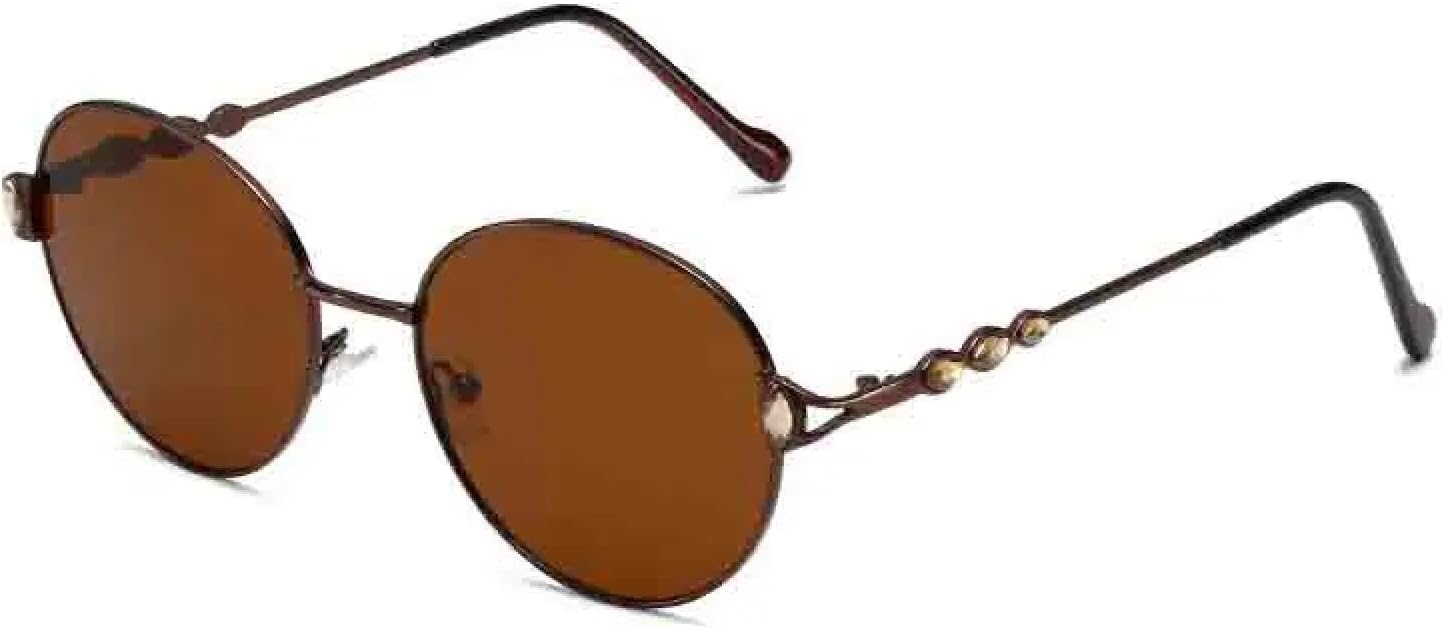 

Классические винтажные модные круглые солнцезащитные очки унисекс, роскошные, для путешествий и вождения, солнцезащитные очки с защитой от УФ-излучения UV400 TKKTLLT, Brown Brown