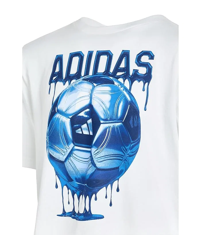 Футболка Adidas Kids Soccer Drip Tee, White/Blue — фото 3