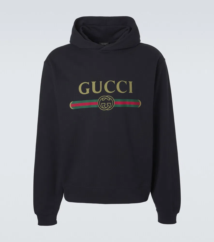 Худи Gucci из хлопка и кашемира с логотипом, синий