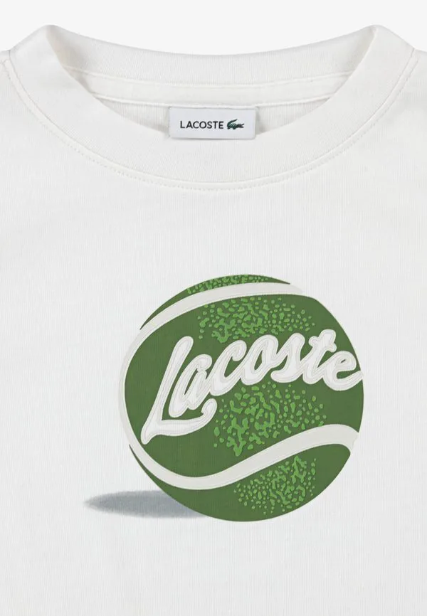 Футболка с принтом теннисного мяча Lacoste, Farine — фото 4