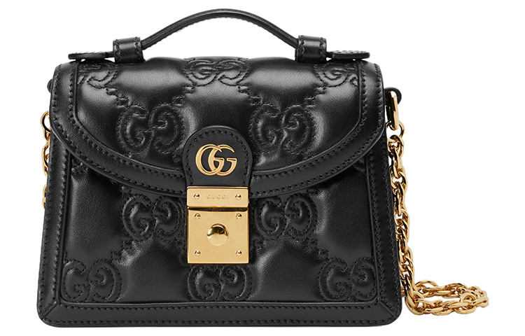 

Сумка GG Matelassé Leather Lock Controller через плечо маленький размер женская черная GUCCI