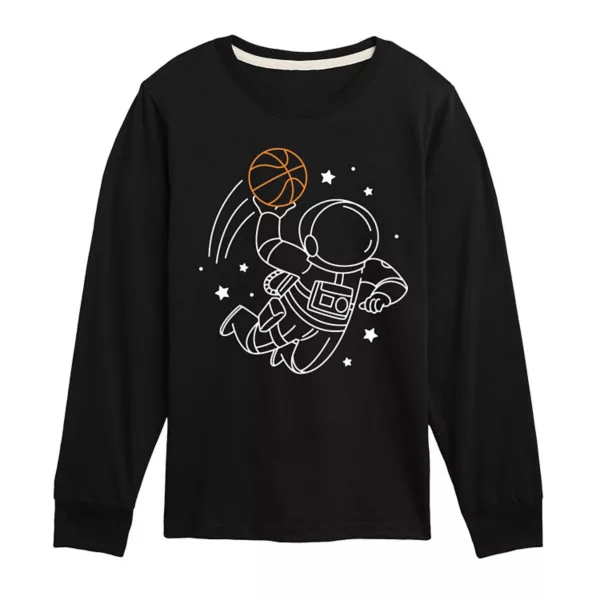 

Футболка с длинным рукавом и принтом астронавта для мальчиков 8-20 лет Licensed Character, черный