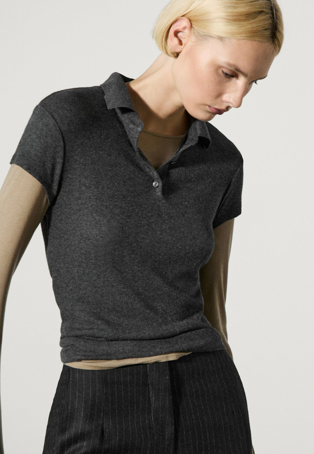 

Рубашка поло SHORT SLEEVE Massimo Dutti, серый