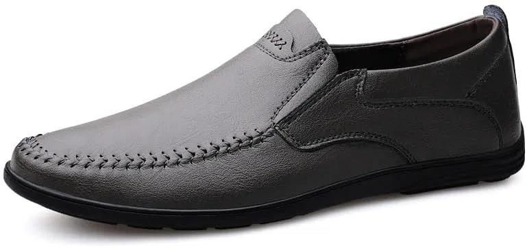 Лоферы кожаные Mens Loafers Shoe Grey SayfuR — фото 2