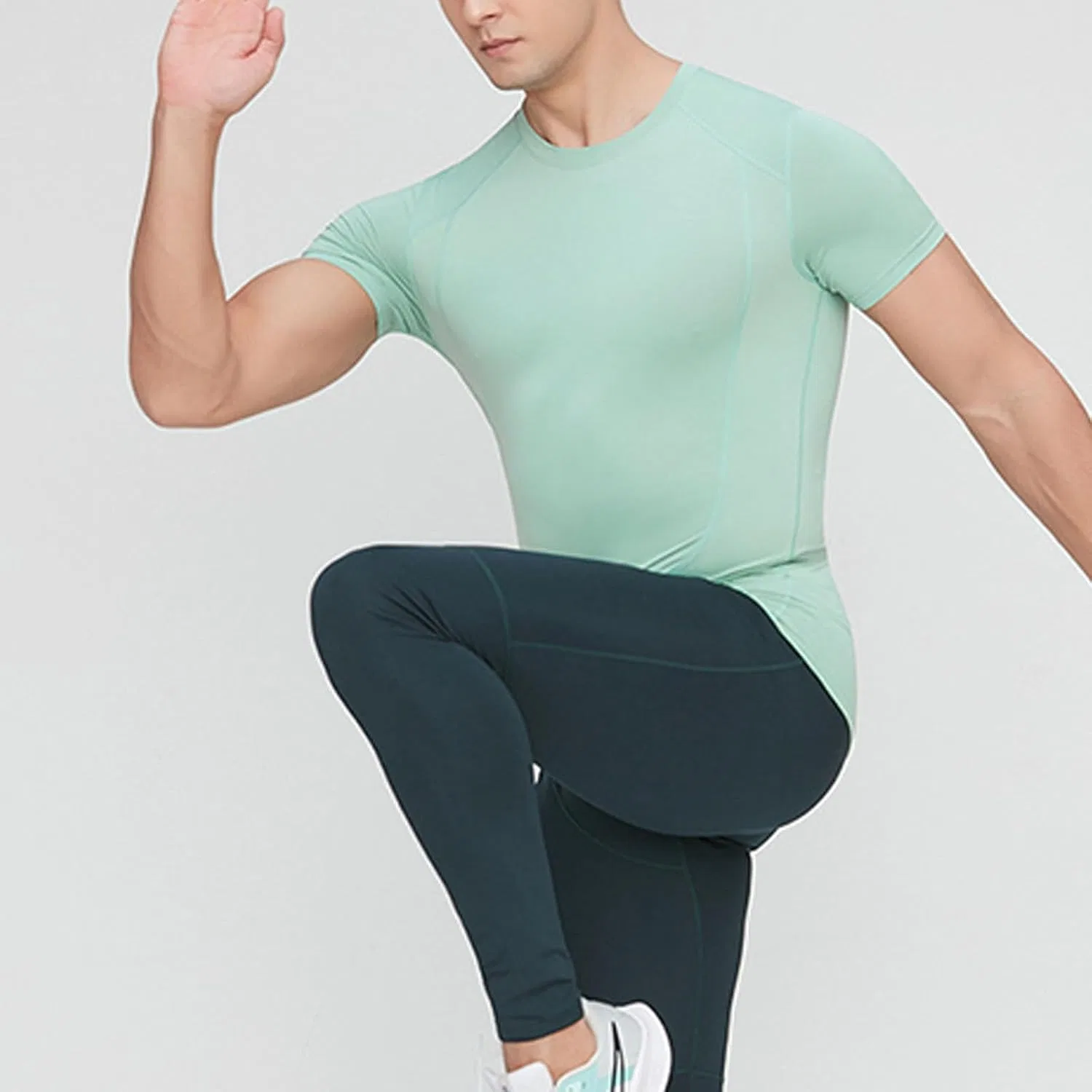 Футболка для тренировок с быстросохнущей тканью Generic, A03#mint Green — фото 4