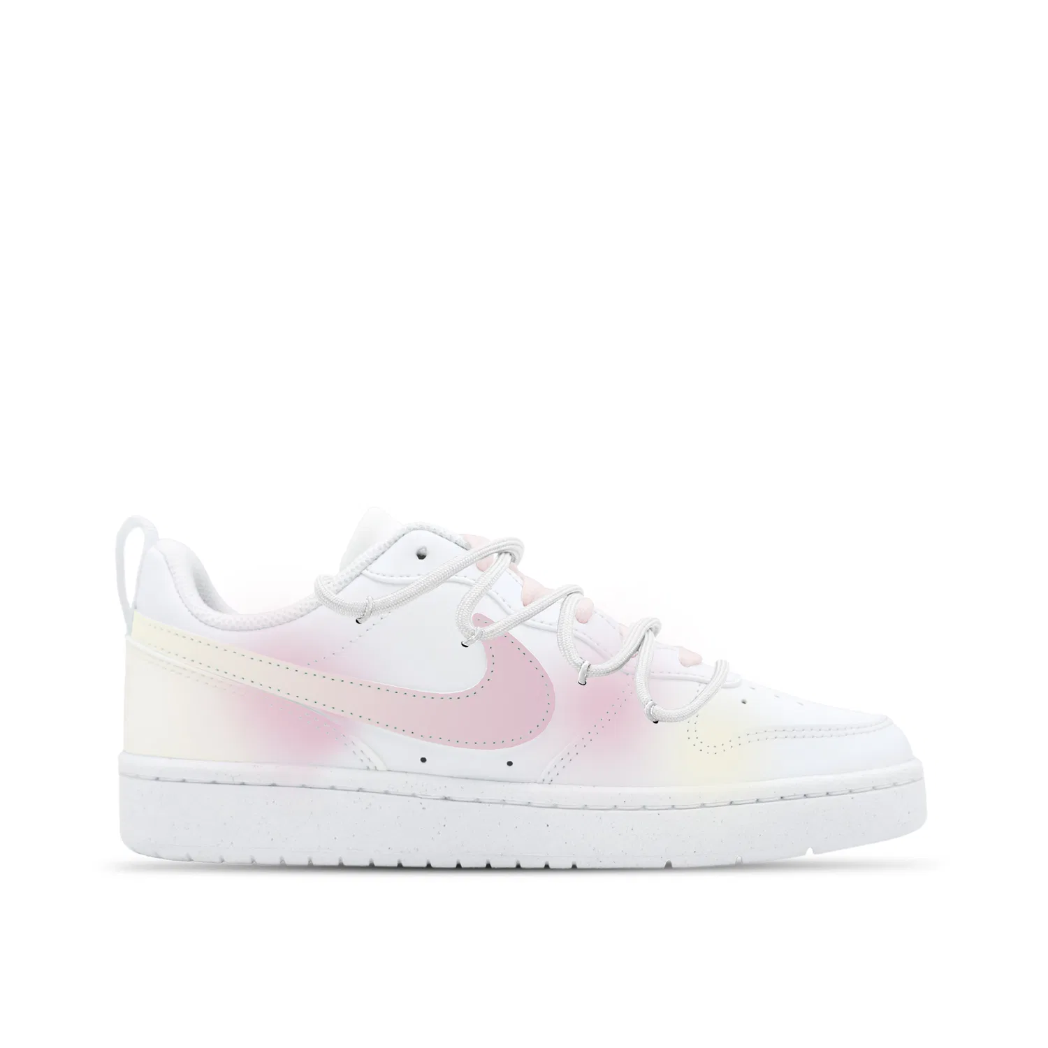 Кроссовки детские кожаные Nike Court Borough Low 2 белые/розовые/желтые — фото 4