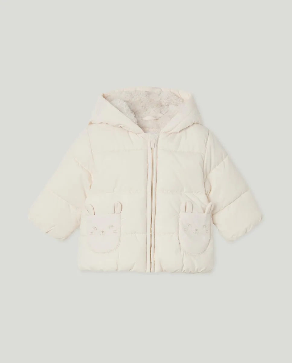 

Теплая стеганая парка для маленькой девочки Baby El Corte Inglés, экрю