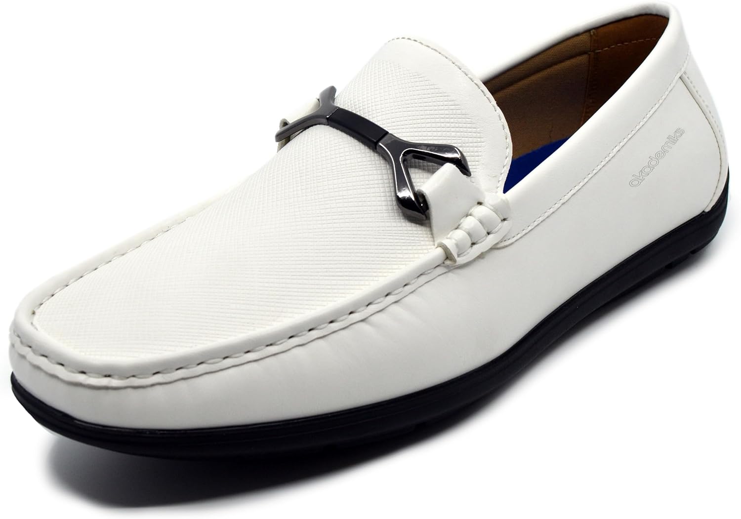 

Мужские текстурированные слипоны для вождения AKADEMIKS с эффектом памяти, повседневные и классические туфли, белый