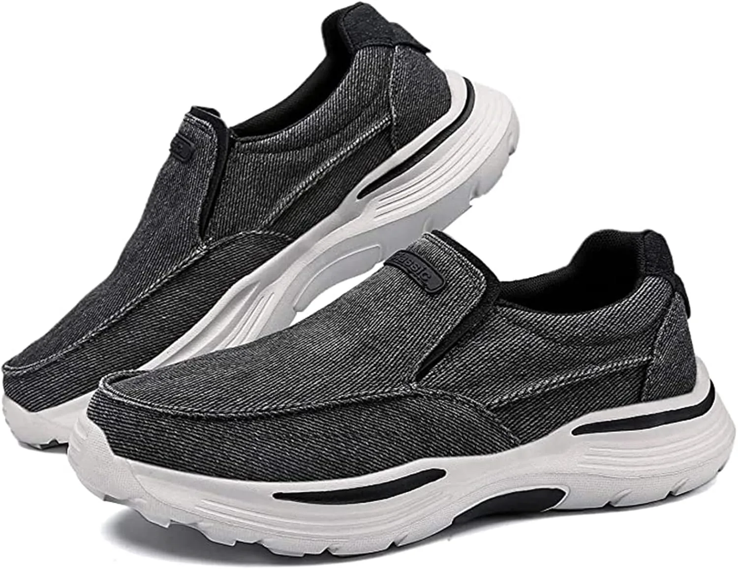 

Мужские брезентовые слип-надевальные ортопедические лоферы для ходьбы, повседневные дышащие нескользящие кроссовки, удобные кроссовки для ходьбы при плантарном фасциите Crepuscute, серый