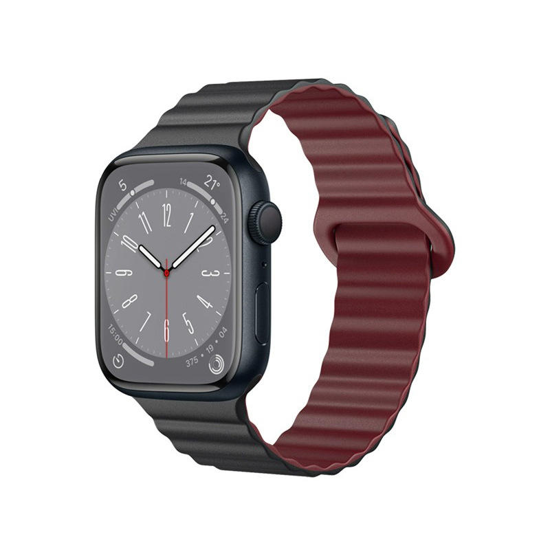 

Biaodaige Часы Strap Apple Compatibility Silicone Material, Black Burgundy