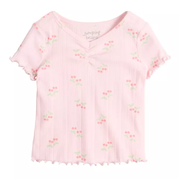 

Детская футболка с рюшами на воротнике для девочек Jumping Beans, цвет cherry icon pink