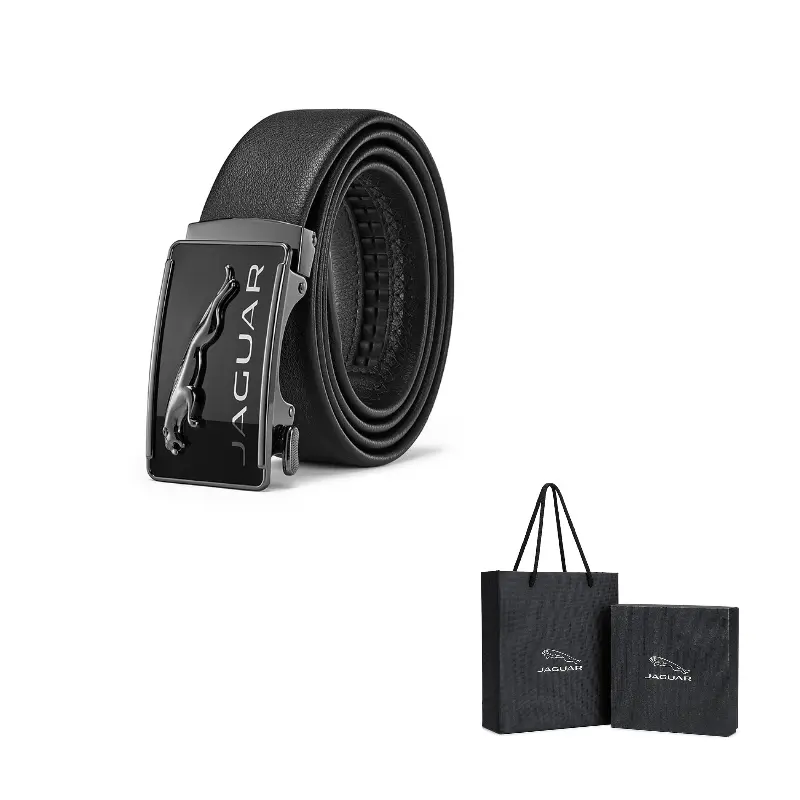 

JAGUAR Мужской кожаный ремень из коровьей кожи черный шириной 3.5 см, Black