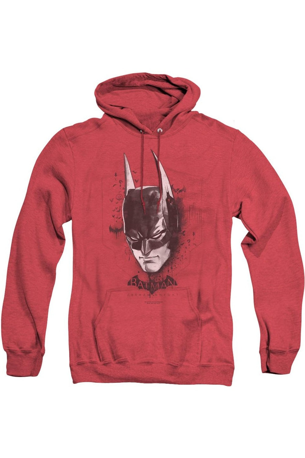 

Batman Arkham Knight Ak Head Adult Heather Hoodie / Толстовка с капюшоном Gildan, красный
