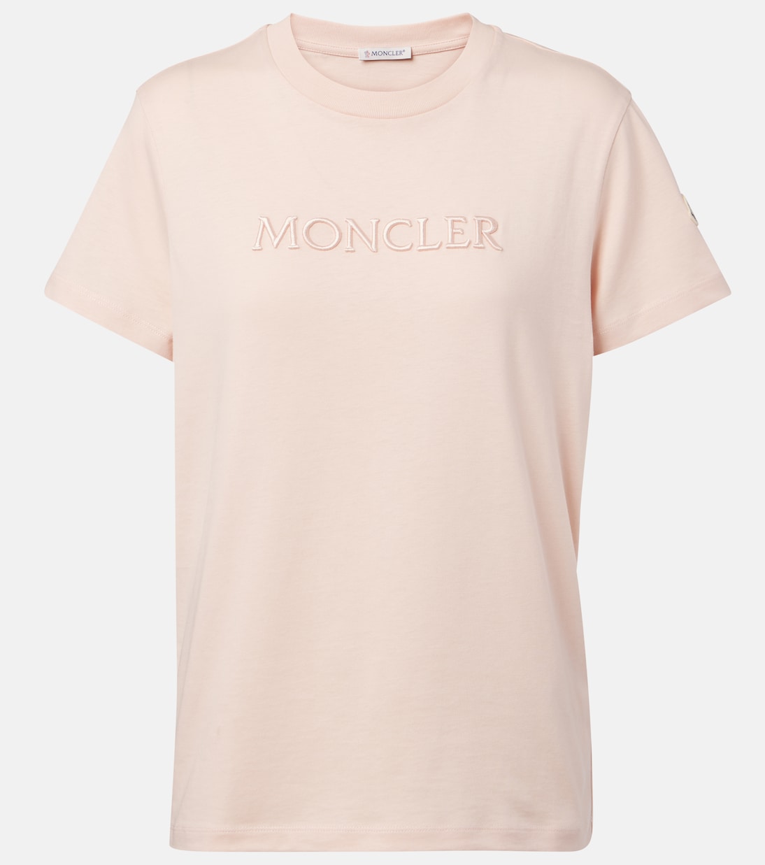 

Хлопковая футболка с логотипом Moncler, розовый