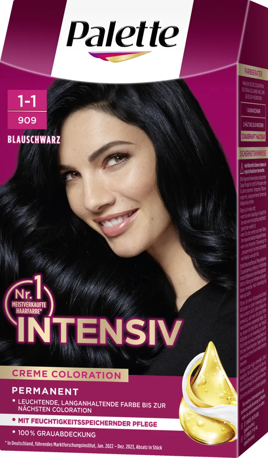 Краска для волос Poly Palette Intensiv Creme Coloration 1-1909 Blauschwarz — фото 2