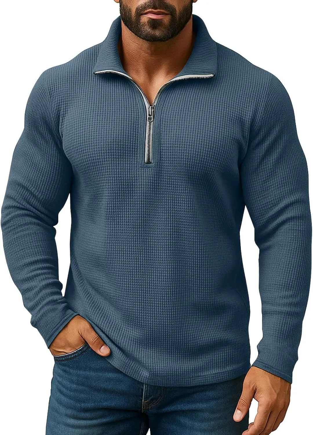 

Поло с воротником-стойкой и длинными рукавами, цвет блок, slim fit tobchonp