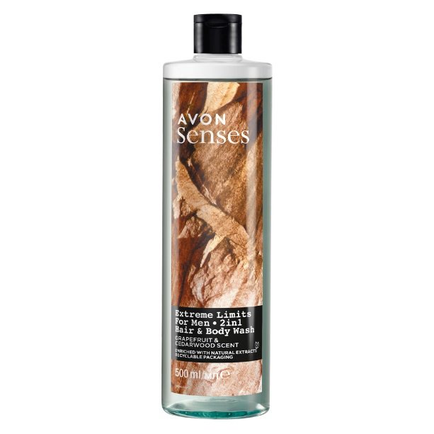 

Avon Senses, Extreme Limits, мужской гель для мытья тела и волос, Грейпфрут-Кедр, 500 мл
