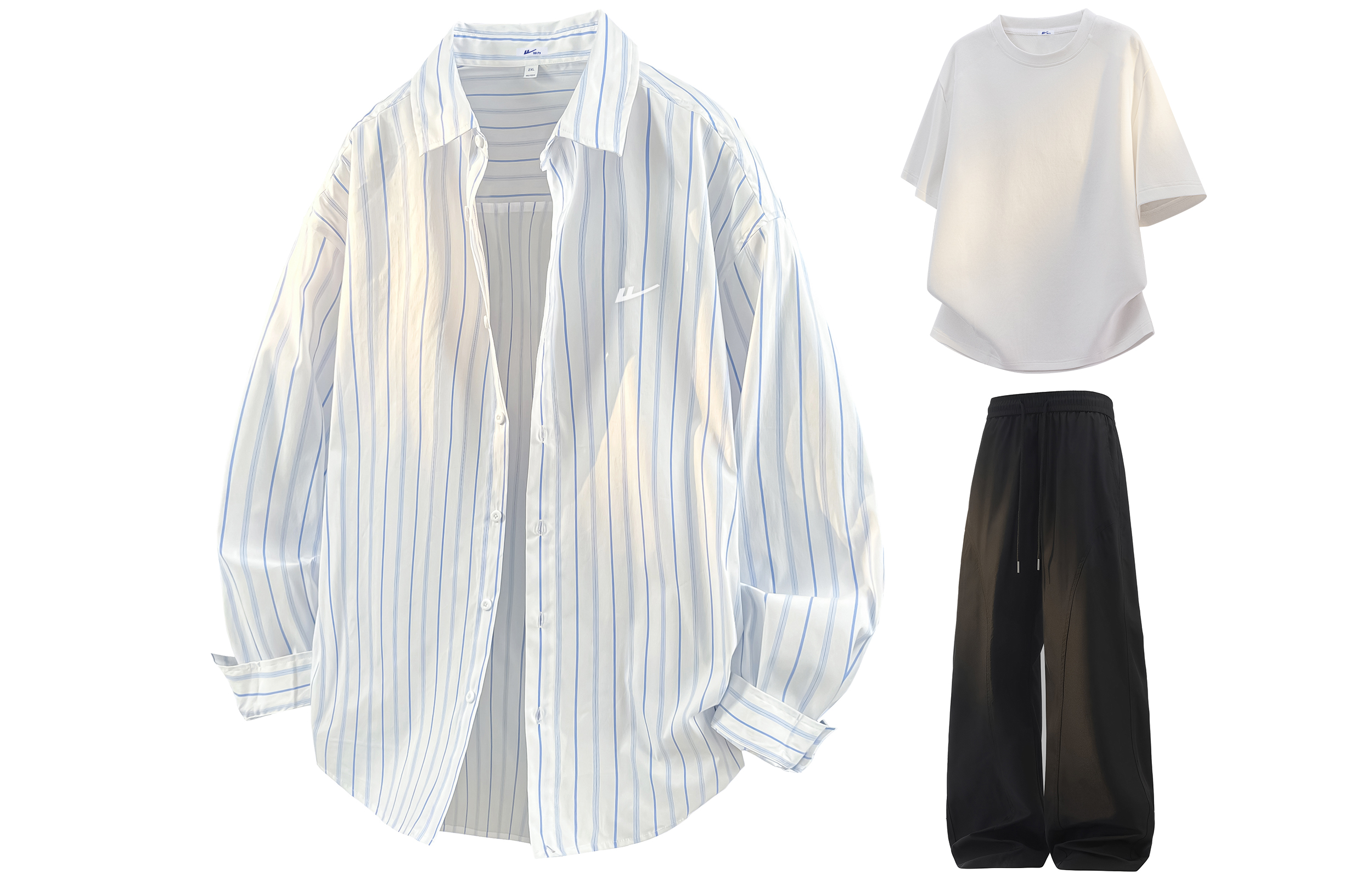 

Повседневный костюм женский с отложным воротником Moderate WARRIOR, синий+белый+черный[free diy badge]