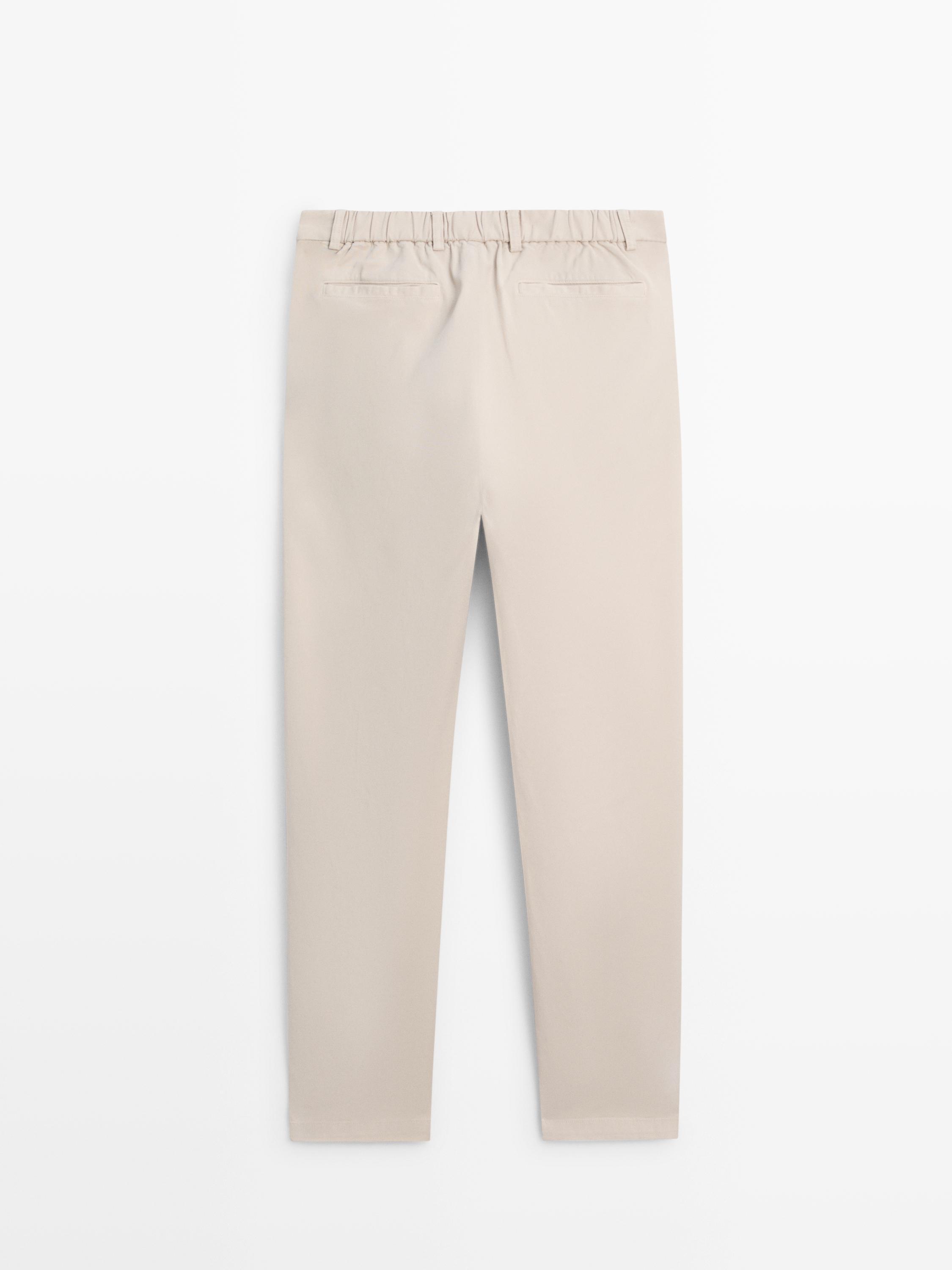 Брюки jogger из хлопковой смеси Massimo Dutti, beige — фото 3