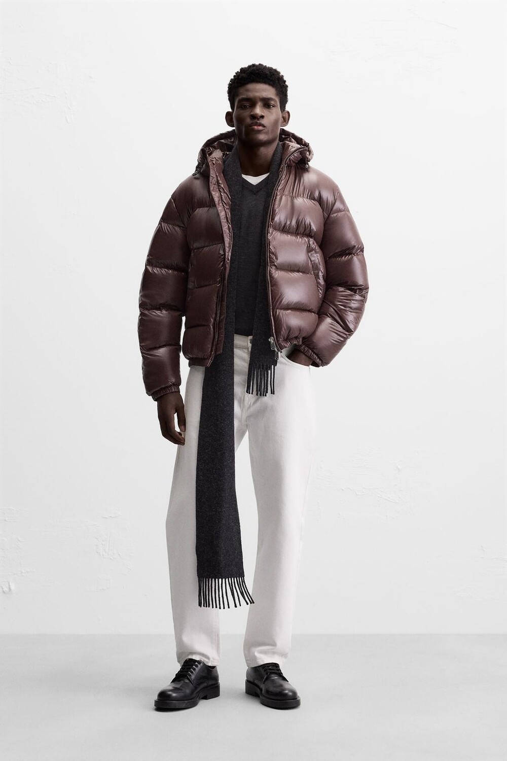 

Куртка из 100% пуха ZARA, цвет plum