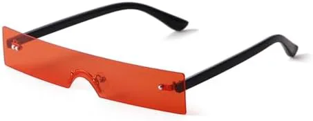 

Винтажные солнцезащитные очки без оправы прямоугольной формы для женщин и мужчин. Ретро солнцезащитные очки без оправы с красными линзами для женщин MTZJH, C5